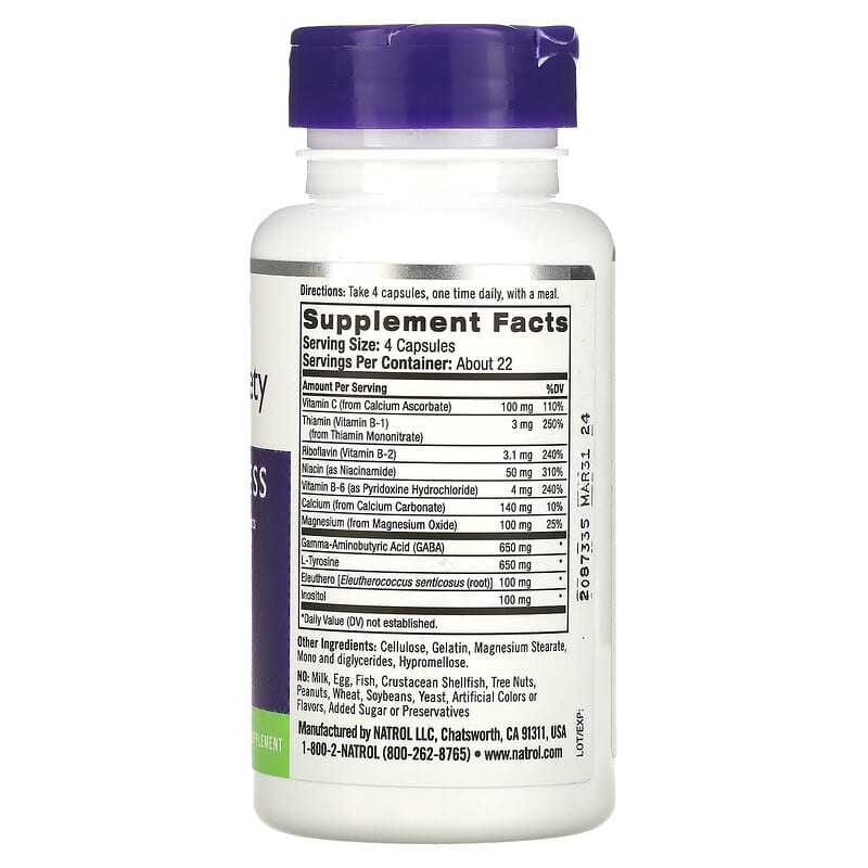 Natrol, Stress & Anxiety Formula, 90 Capsules 47469005207