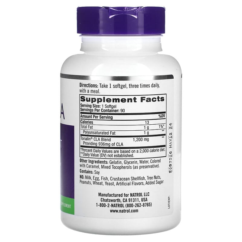 Natrol, Tonalin CLA, 1,200 mg, 90 Softgels 47469008642