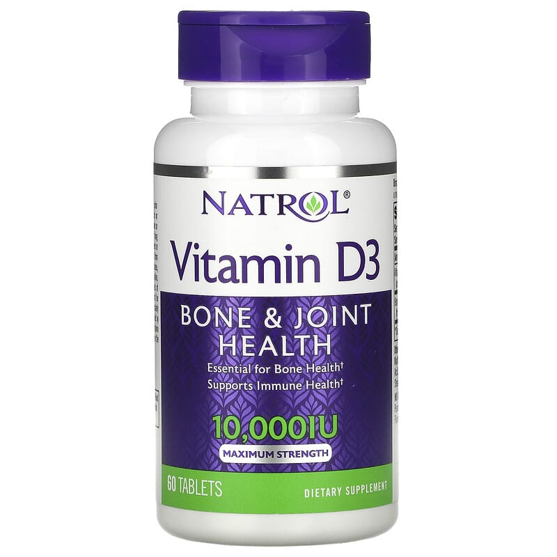 Natrol Vitamin D3 Bone & Joint Health Maximum Strength 10,000 IU 60 Tablets 47469060145