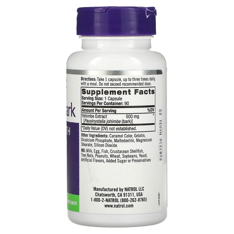 Natrol, Yohimbe Bark, 500 mg, 90 Capsules 47469022761
