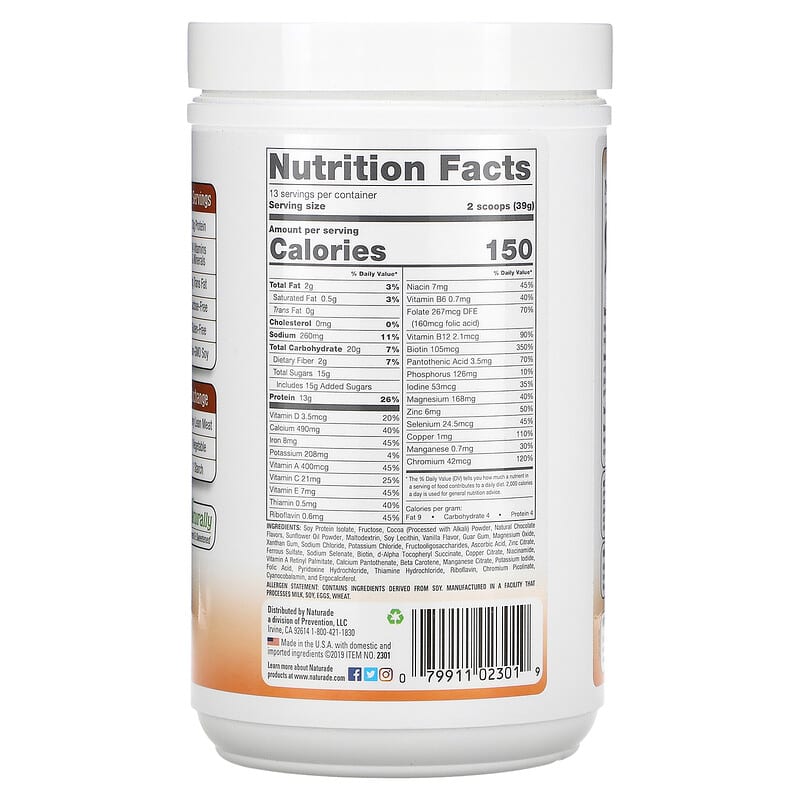 Naturade, Total Soy, Meal Replacement, Bavarian Chocolate, 17.88 oz (507 g) 79911023019