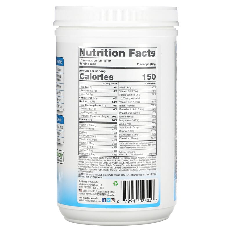 Naturade, Total Soy, Meal Replacement, French Vanilla, 17.88 oz (507 g) 79911023026