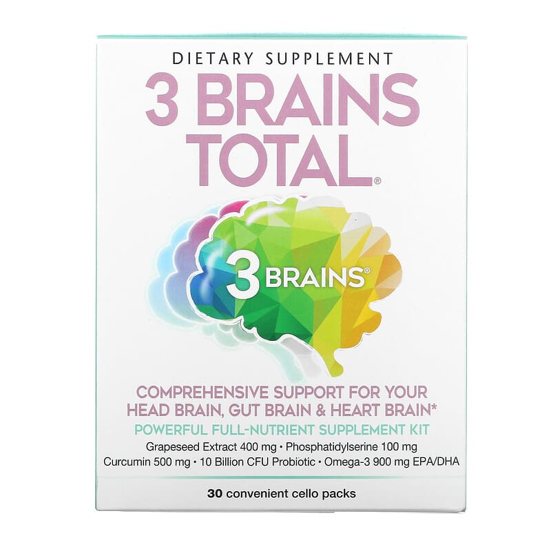 Natural Factors 3 Brains Total 30 Convenient Cello Packs 68958030593