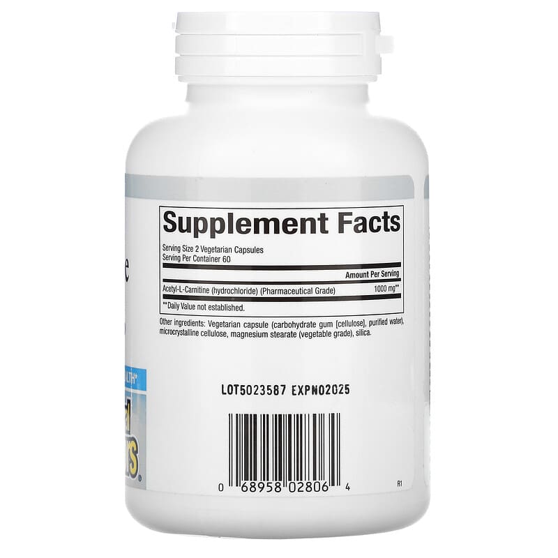 Natural Factors, Acetyl-L-Carnitine, 500 mg, 120 Vegetarian Capsules 68958028064