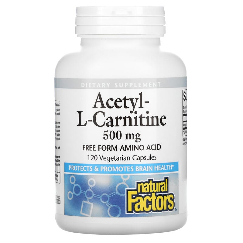 Natural Factors Acetyl-L-Carnitine 500 mg 120 Vegetarian Capsules 68958028064