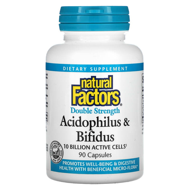 Natural Factors Acidophilus & Bifidus Double Strength 10 Billion 90 Capsules 68958018058