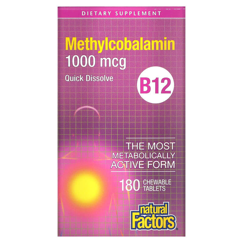 Natural Factors B12 Methylcobalamin 1,000 mcg 180 Chewable Tablets 68958012438