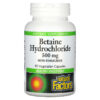 Natural Factors Betaine Hydrochloride with Fenugreek 500 mg 90 Vegetarian Capsules 68958017204