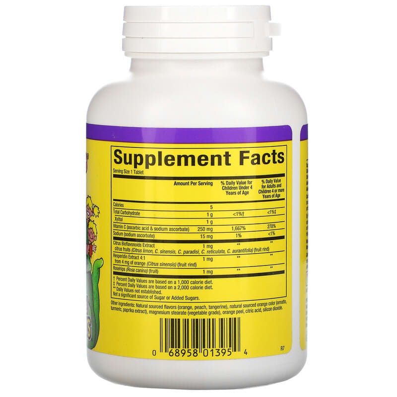 Natural Factors, Big Friends, Chewable Vitamin C, Tangy Orange, 250 mg, 90 Chewable Tablets 68958013954