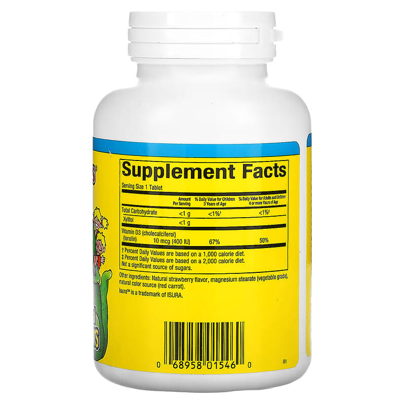 Natural Factors, Big Friends, Chewable Vitamin D3, Berry Bunch, 10 mcg, 250 Chewable Tablets 68958015460