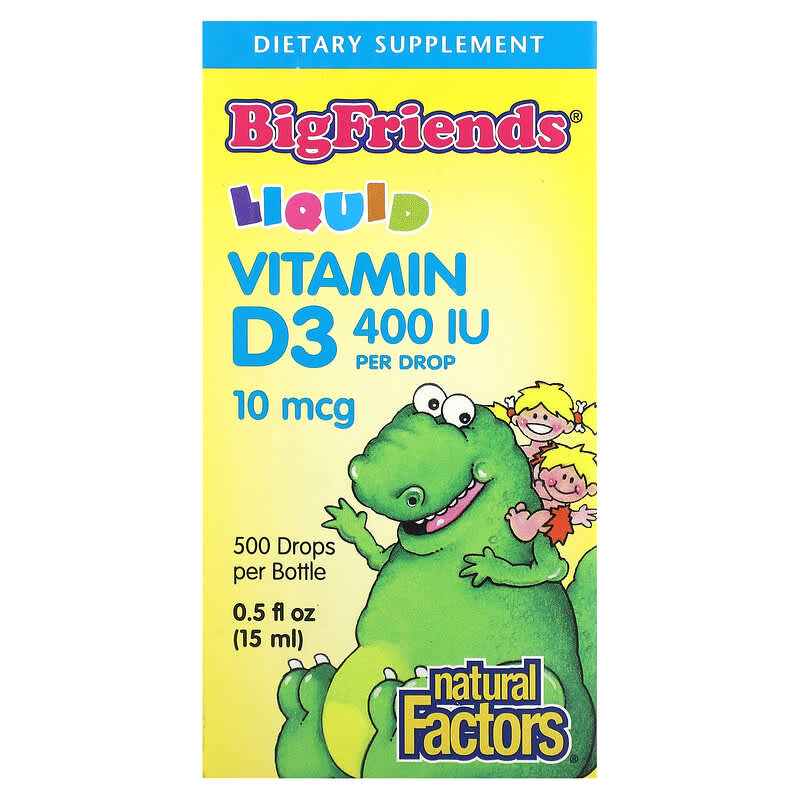 Natural Factors Big Friends Liquid Vitamin D3 10 mcg 400 IU 0.5 fl oz (15 ml) 68958015453