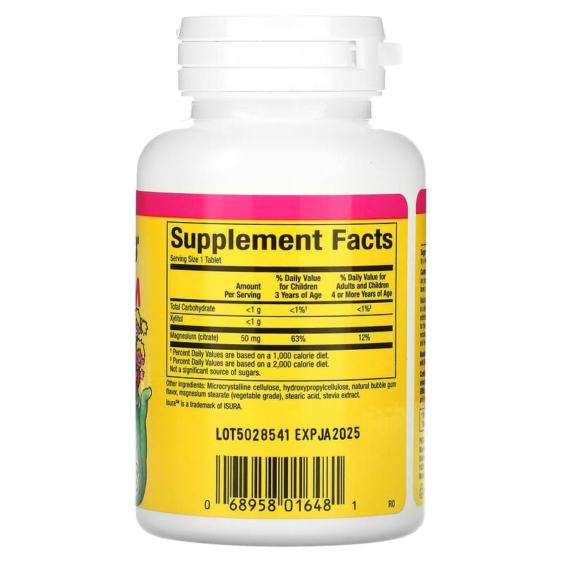 Natural Factors, Big Friends, Magnesium Citrate, Bubble Gum, 50 mg, 60 Chewable Tablets 68958016481