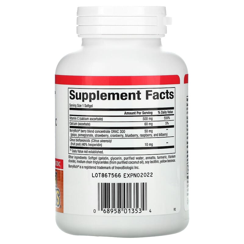 Natural Factors, BioCgel, Buffered Vitamin C with BerryRich, 500 mg, 90 Softgels 68958013534