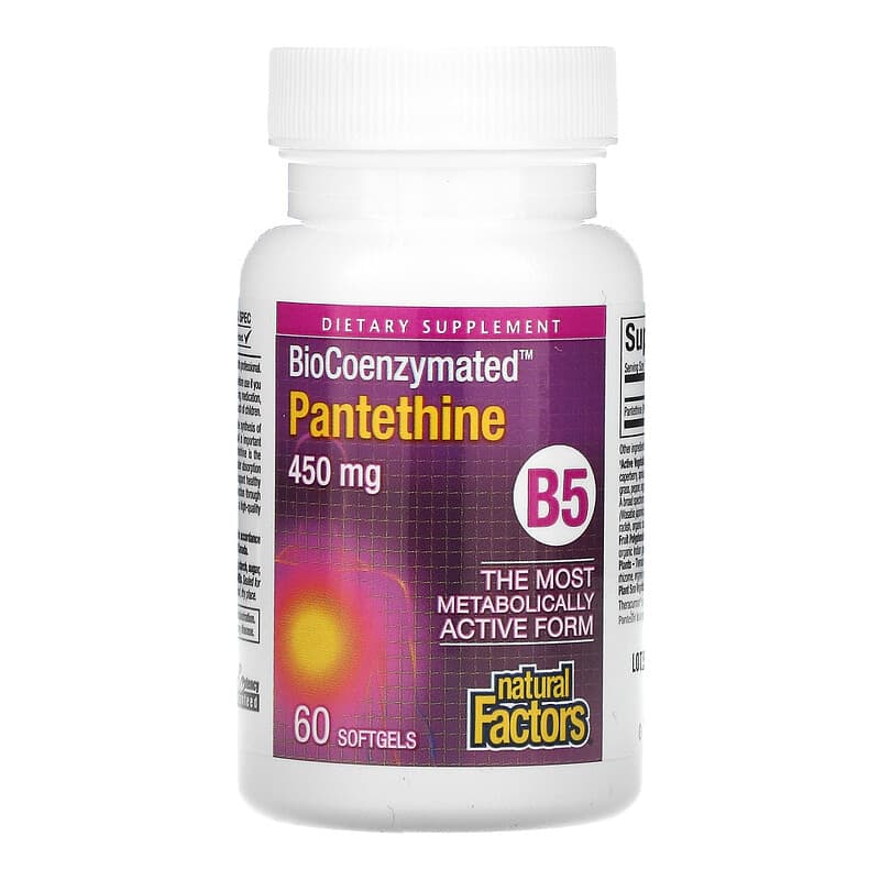 Natural Factors, BioCoenzymated, B5, Pantethine, 450 mg, 60 Softgels 68958012506