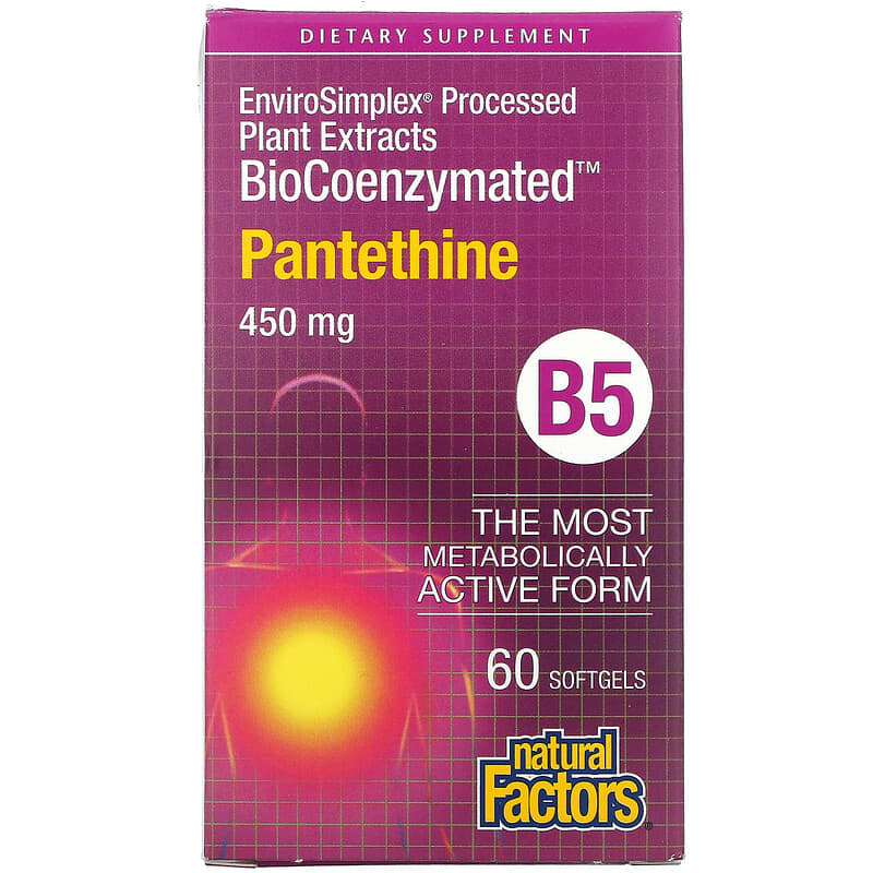 Natural Factors BioCoenzymated B5 Pantethine 450 mg 60 Softgels 68958012506