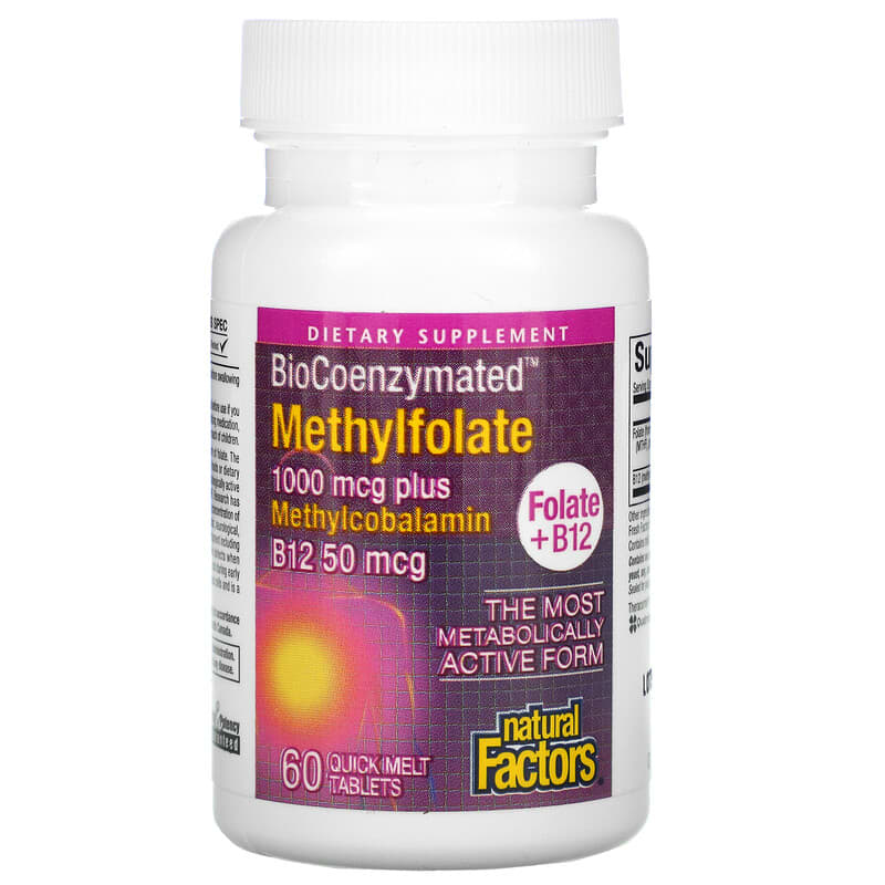 Natural Factors, BioCoenzymated, Methylfolate, 1,000 mcg, 60 Quick Melt Tablets 68958012414