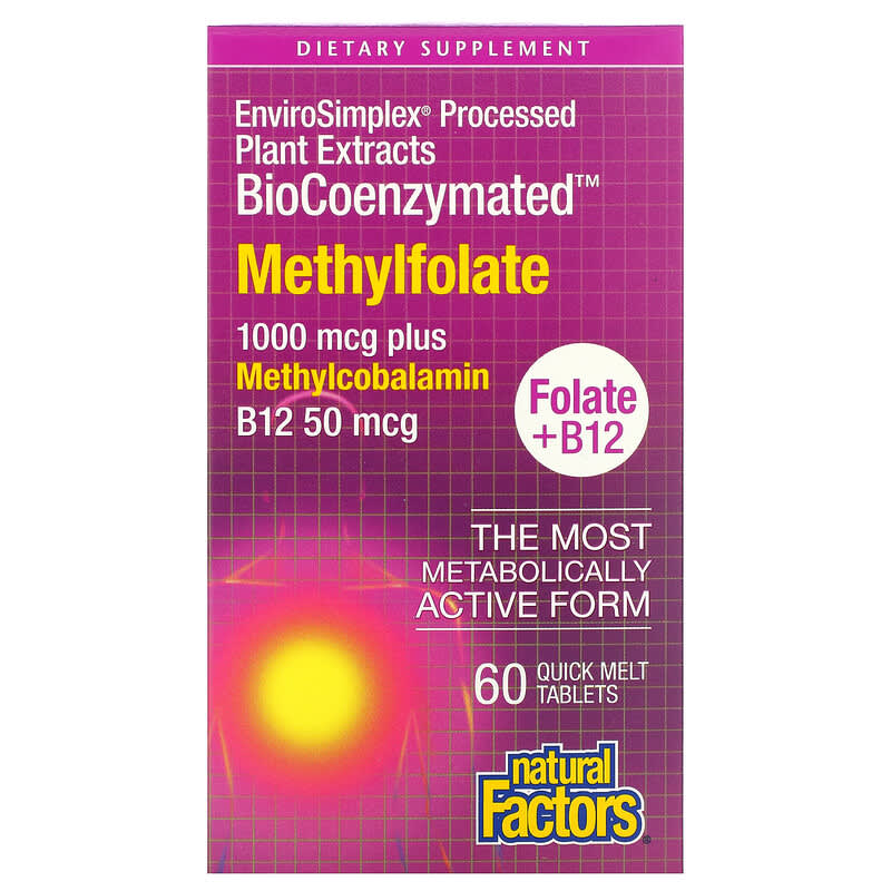 Natural Factors BioCoenzymated Methylfolate 1,000 mcg 60 Quick Melt Tablets 68958012414