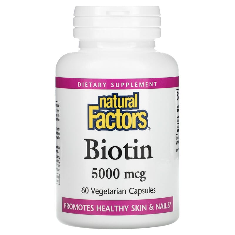 Natural Factors Biotin 5,000 mcg 60 Vegetarian Capsules 68958012629