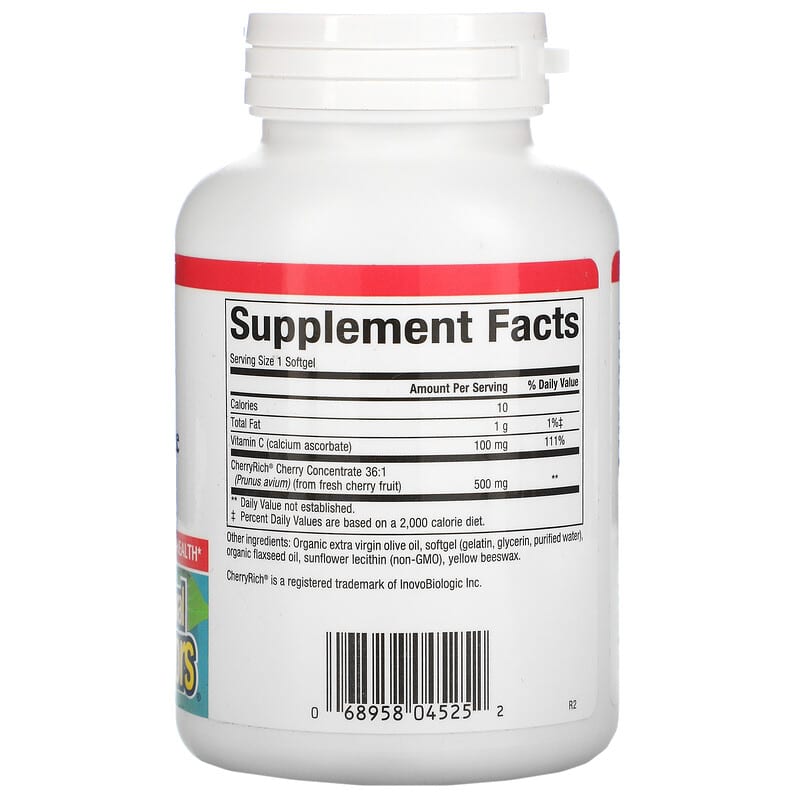 Natural Factors, Cherry Concentrate, Super Strength, 500 mg, 90 Softgels 68958045252