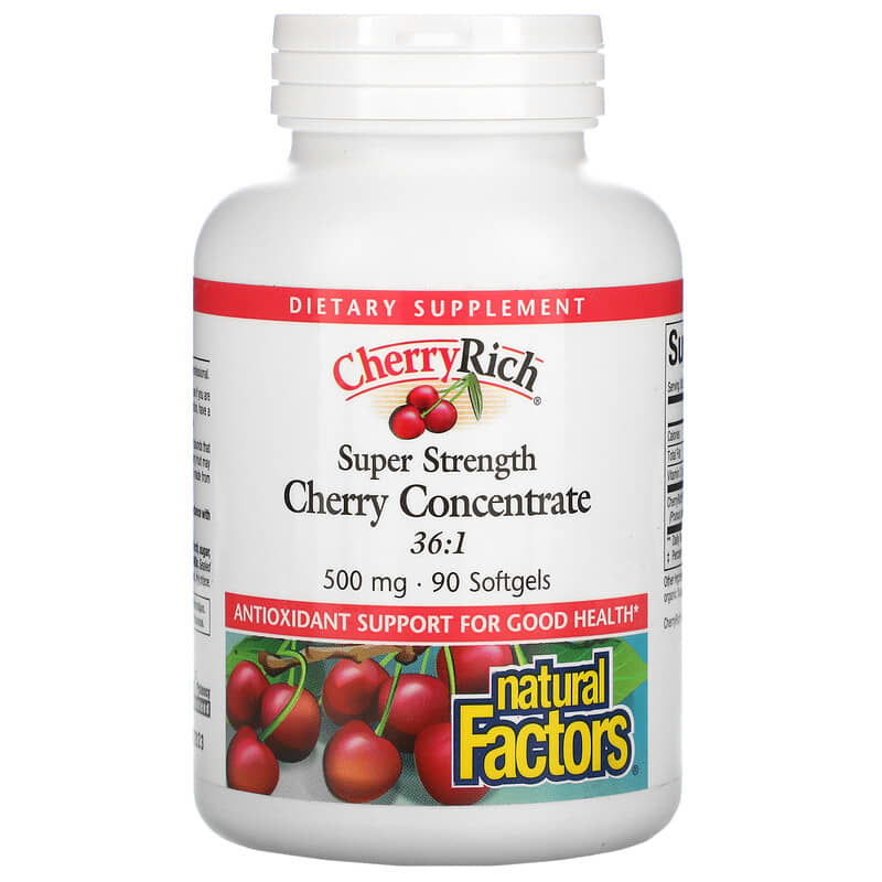 Natural Factors Cherry Concentrate Super Strength 500 mg 90 Softgels 68958045252