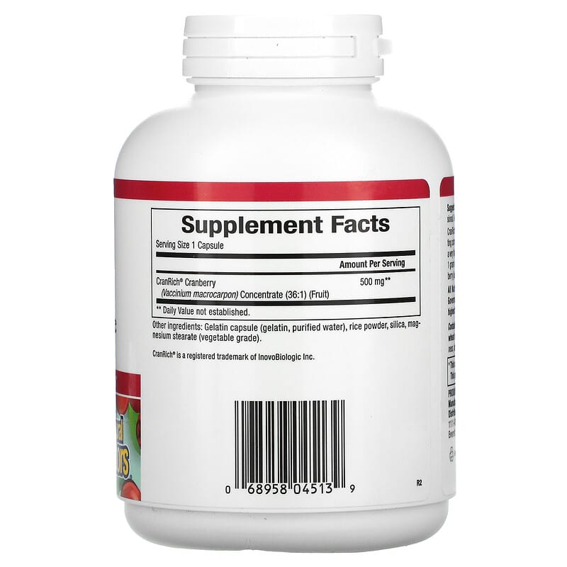 Natural Factors, CranRich, Super Strength, Cranberry Concentrate, 500 mg, 180 Capsules 68958045139