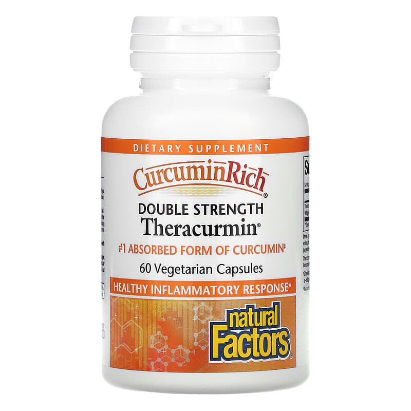 Natural Factors, CurcuminRich, Double Strength Theracurmin, 60 Vegetarian Capsules 68958045443