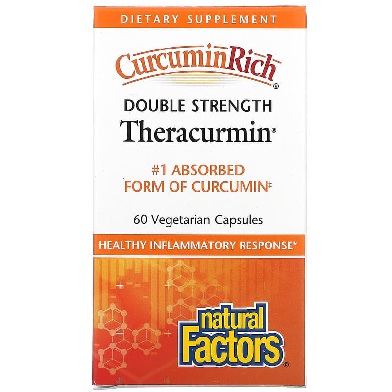 Natural Factors CurcuminRich Double Strength Theracurmin 60 Vegetarian Capsules 68958045443