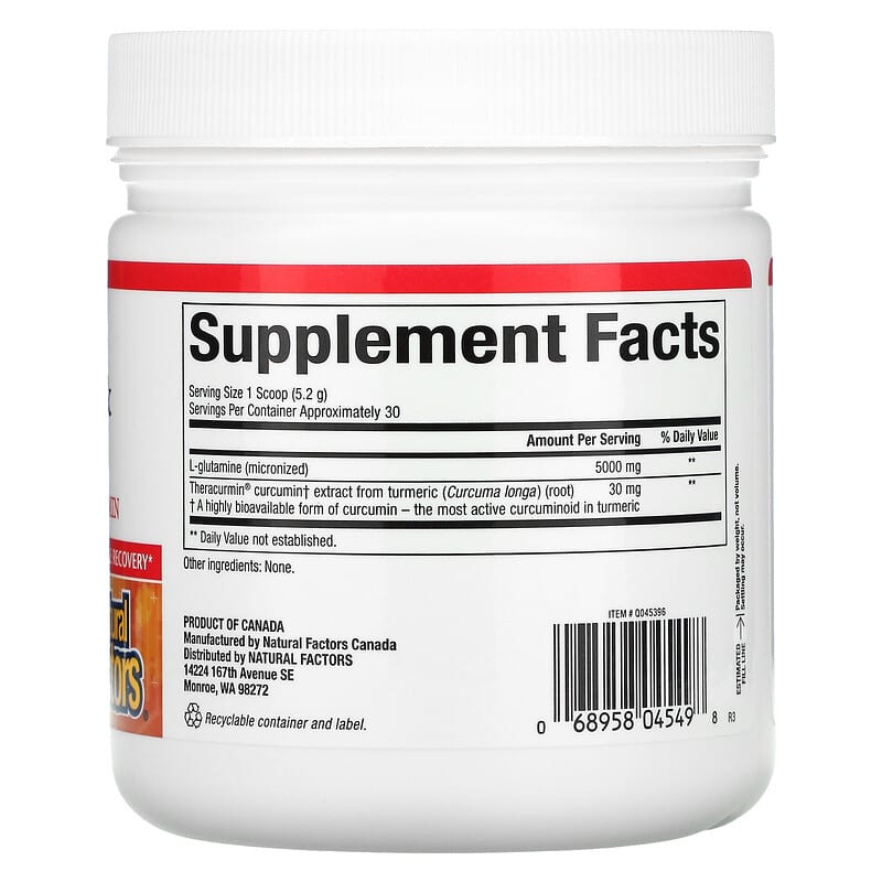 Natural Factors, CurcuminRich, Theracurmin & L-Glutamine, 5.5 oz (156 g) 68958045498