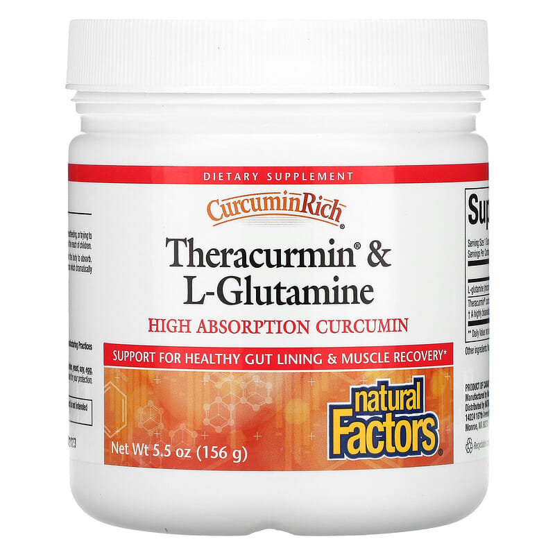 Natural Factors CurcuminRich Theracurmin & L-Glutamine 5.5 oz (156 g) 68958045498