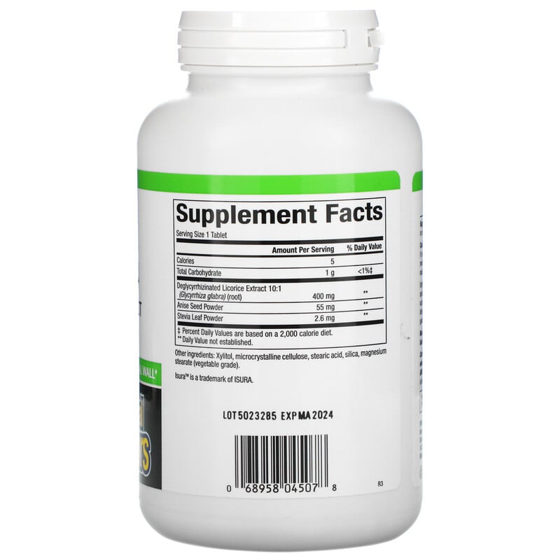 Natural Factors, DGL, Deglycyrrhizinated Licorice Root Extract, 180 Chewable Tablets 68958045078
