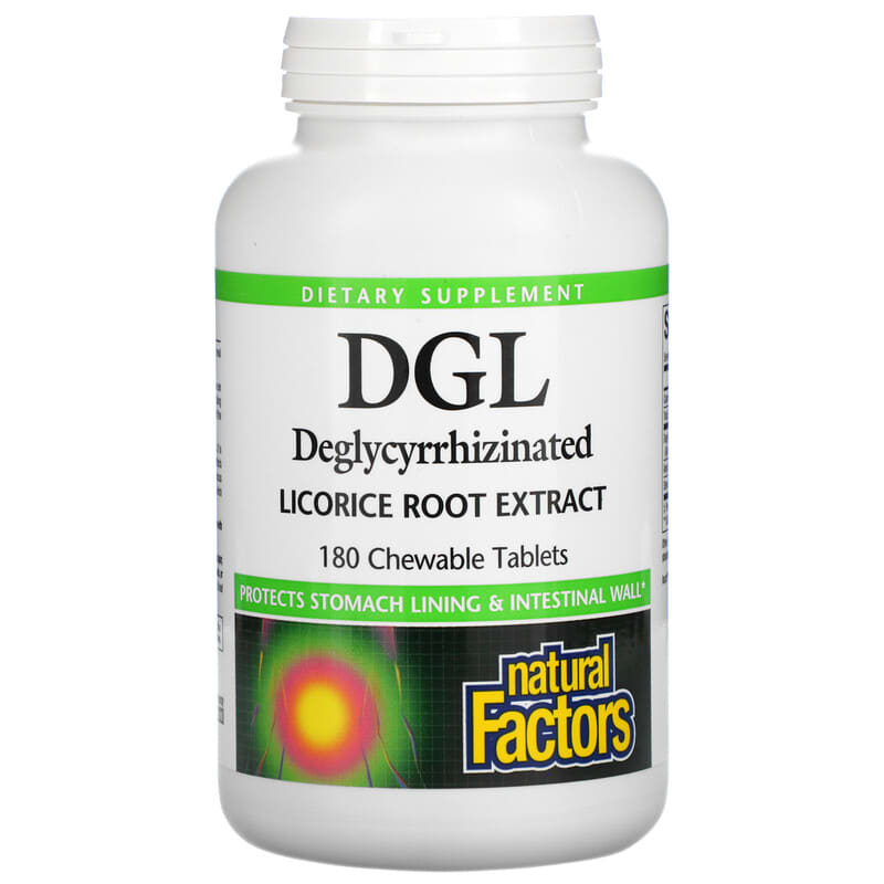 Natural Factors DGL Deglycyrrhizinated Licorice Root Extract 180 Chewable Tablets 68958045078
