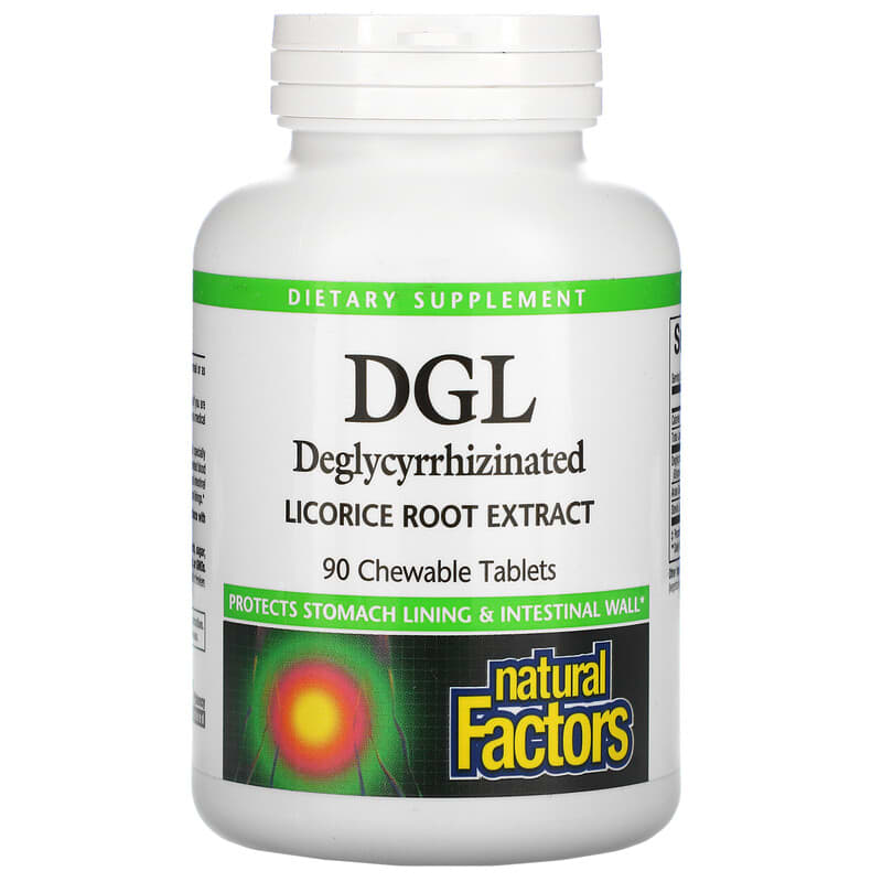 Natural Factors DGL Deglycyrrhizinated Licorice Root Extract 90 Chewable Tablets 68958045085
