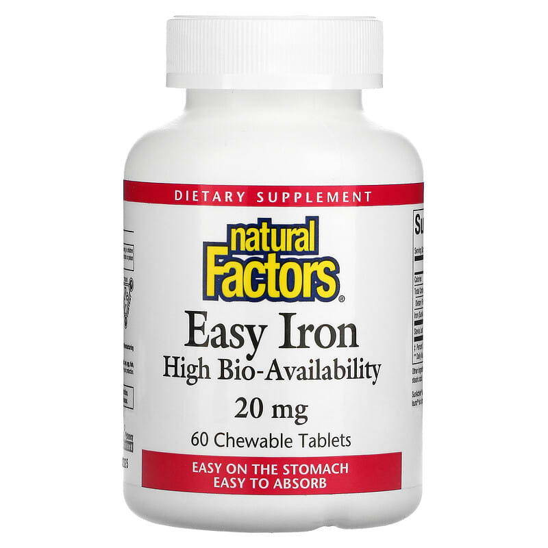 Natural Factors Easy Iron 20 mg 60 Chewable Tablets 68958016474