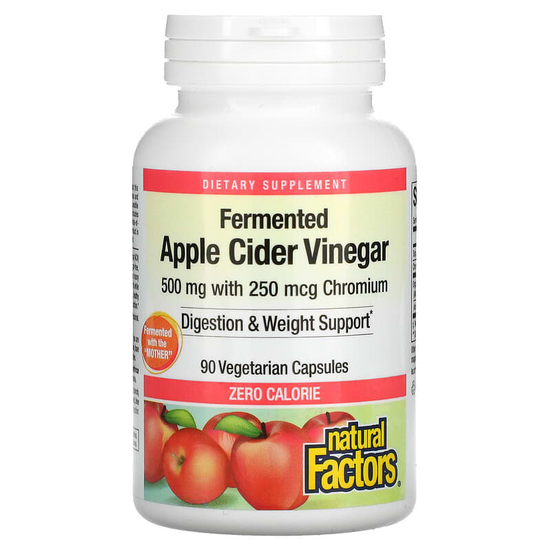 Natural Factors Fermented Apple Cider Vinegar 500 mg 90 Vegetarian Capsules 68958020570