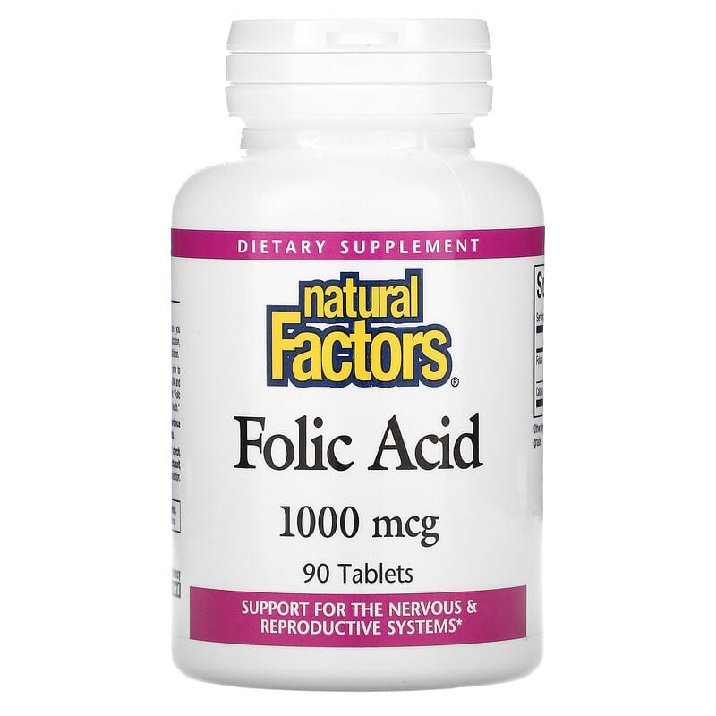 Natural Factors Folic Acid 1,000 mcg 90 Tablets 68958012704