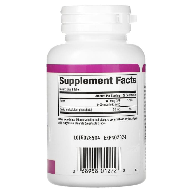 Natural Factors, Folic Acid, 400 mcg, 90 Tablets 68958012728