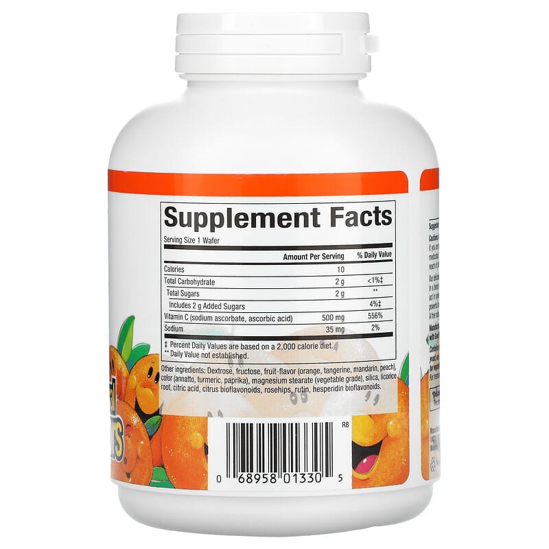 Natural Factors, Fruit-Flavor Chew Vitamin C, Tangy Orange, 500 mg, 90 Chewable Wafers 68958013305