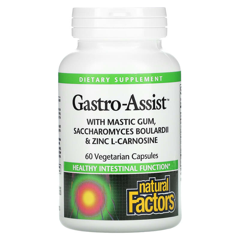 Natural Factors Gastro-Assist with Mastic Gum Saccharomyces Boulardii & Zinc L-Carnosine 60 Vegetarian Capsules 68958017563