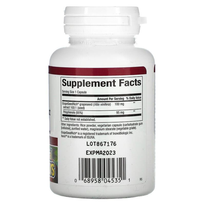Natural Factors, GrapeSeedRich, Grape Seed Extract, 100 mg, 60 Vegetarian Capsules 68958045351