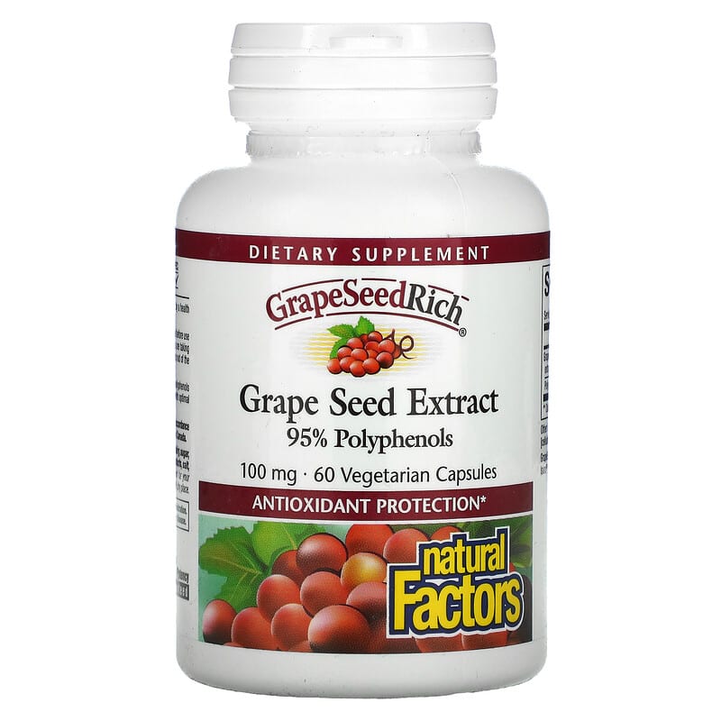 Natural Factors GrapeSeedRich Grape Seed Extract 100 mg 60 Vegetarian Capsules 68958045351