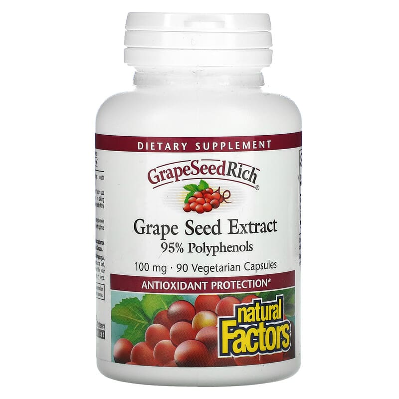 Natural Factors GrapeSeedRich Grape Seed Extract 100 mg 90 Vegetarian Capsules 68958045368