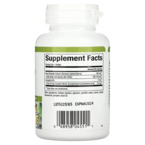 Natural Factors, HerbalFactors, Saw Palmetto with Lycopene, 60 Softgels 68958045511
