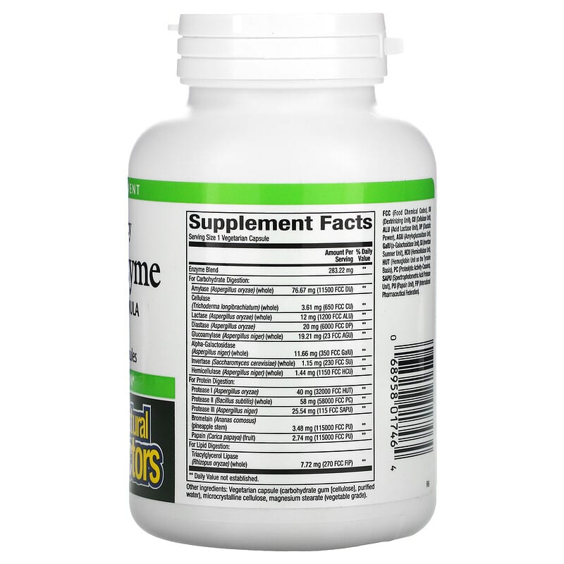 Natural Factors, High Potency, Multi Enzyme, 120 Vegetarian Capsules 68958017464