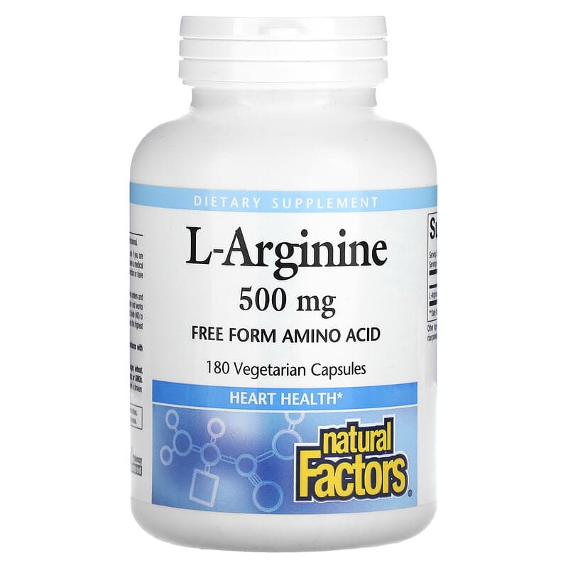 Natural Factors L-Arginine 500 mg 180 Vegetarian Capsules 68958028088