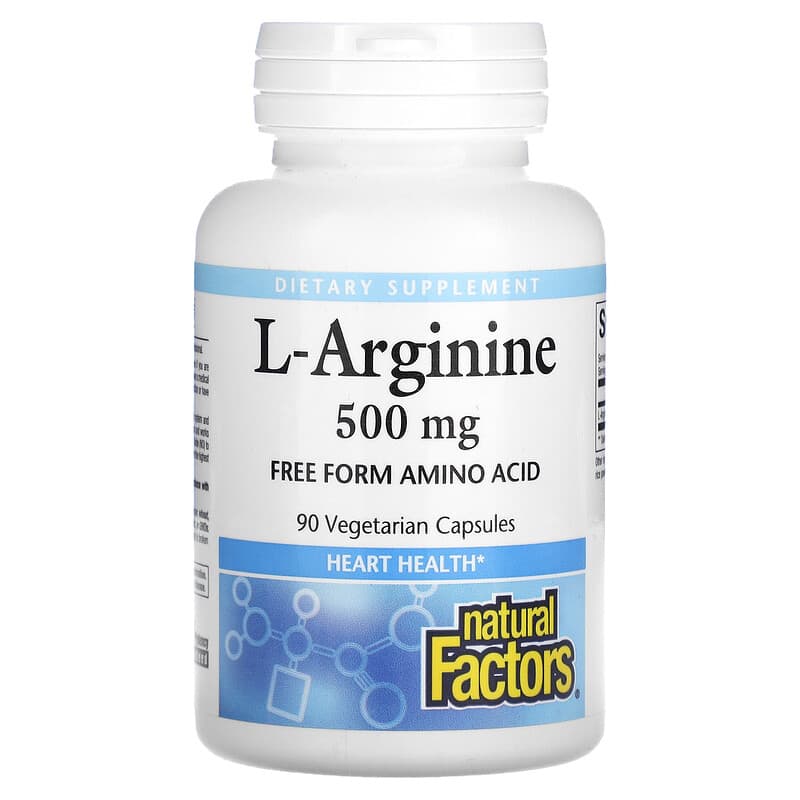 Natural Factors L-Arginine 500 mg 90 Vegetarian Capsules 68958028217