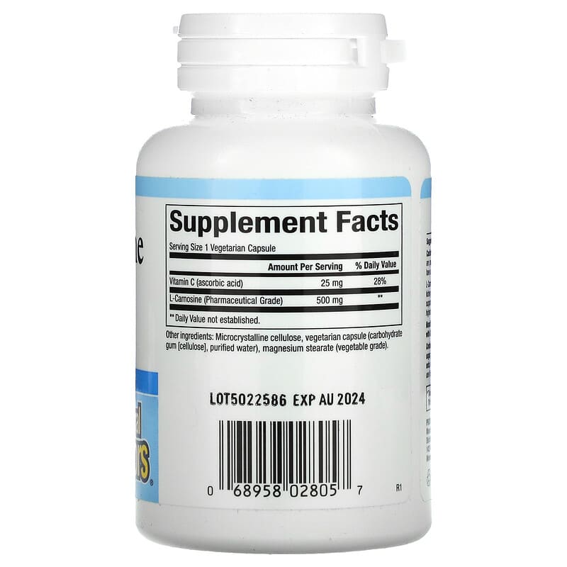 Natural Factors, L-Carnosine, 500 mg, 60 Vegetarian Capsules 68958028057