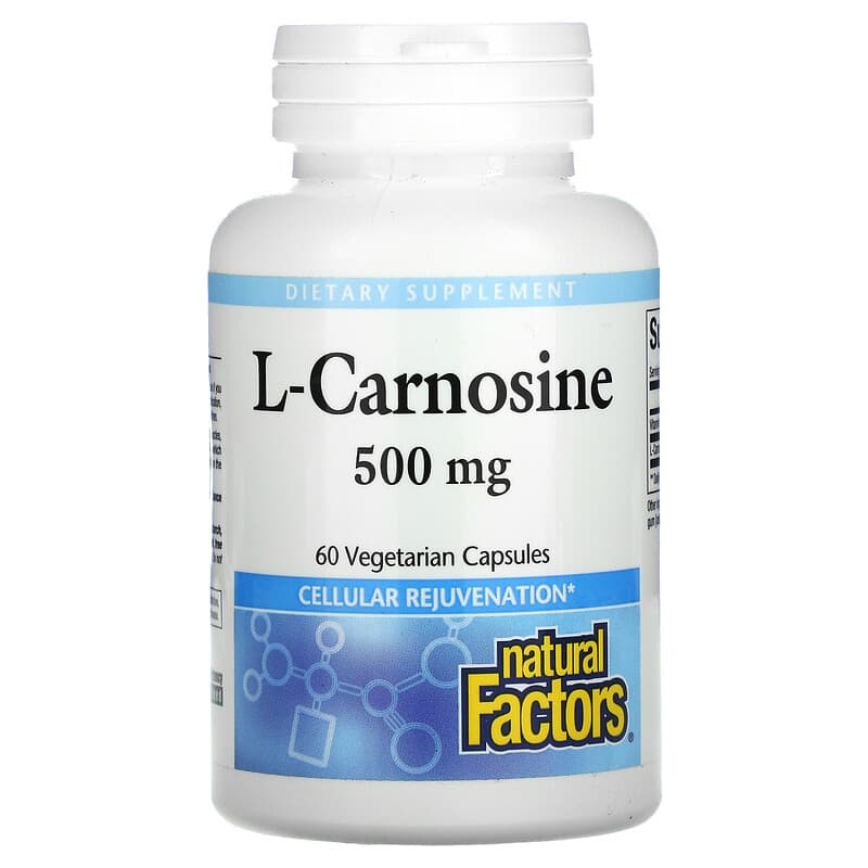 Natural Factors L-Carnosine 500 mg 60 Vegetarian Capsules 68958028057
