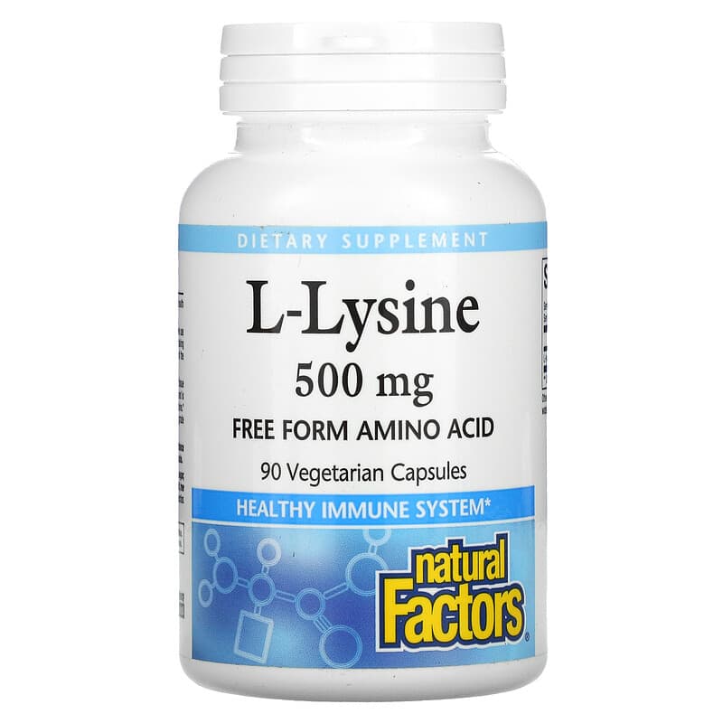 Natural Factors L-Lysine 500 mg 90 Vegetarian Capsules 68958028231