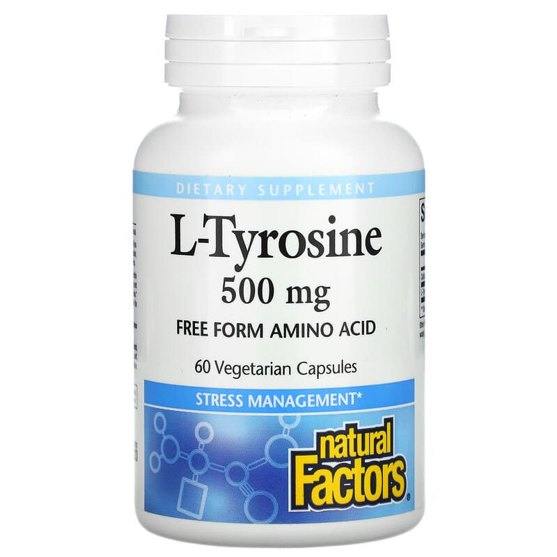 Natural Factors L-Tyrosine 500 mg 60 Vegetarian Capsules 68958028033