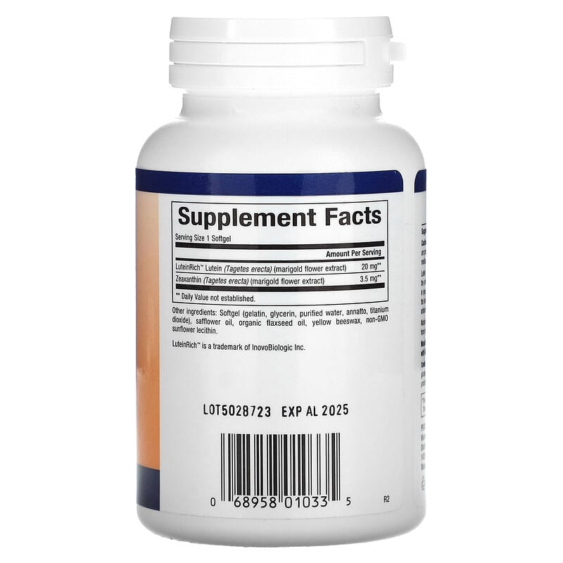 Natural Factors, Lutein, 20 mg, 120 Softgels 68958010335